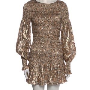 LoveShackFancy Scarlett Gold mini dress